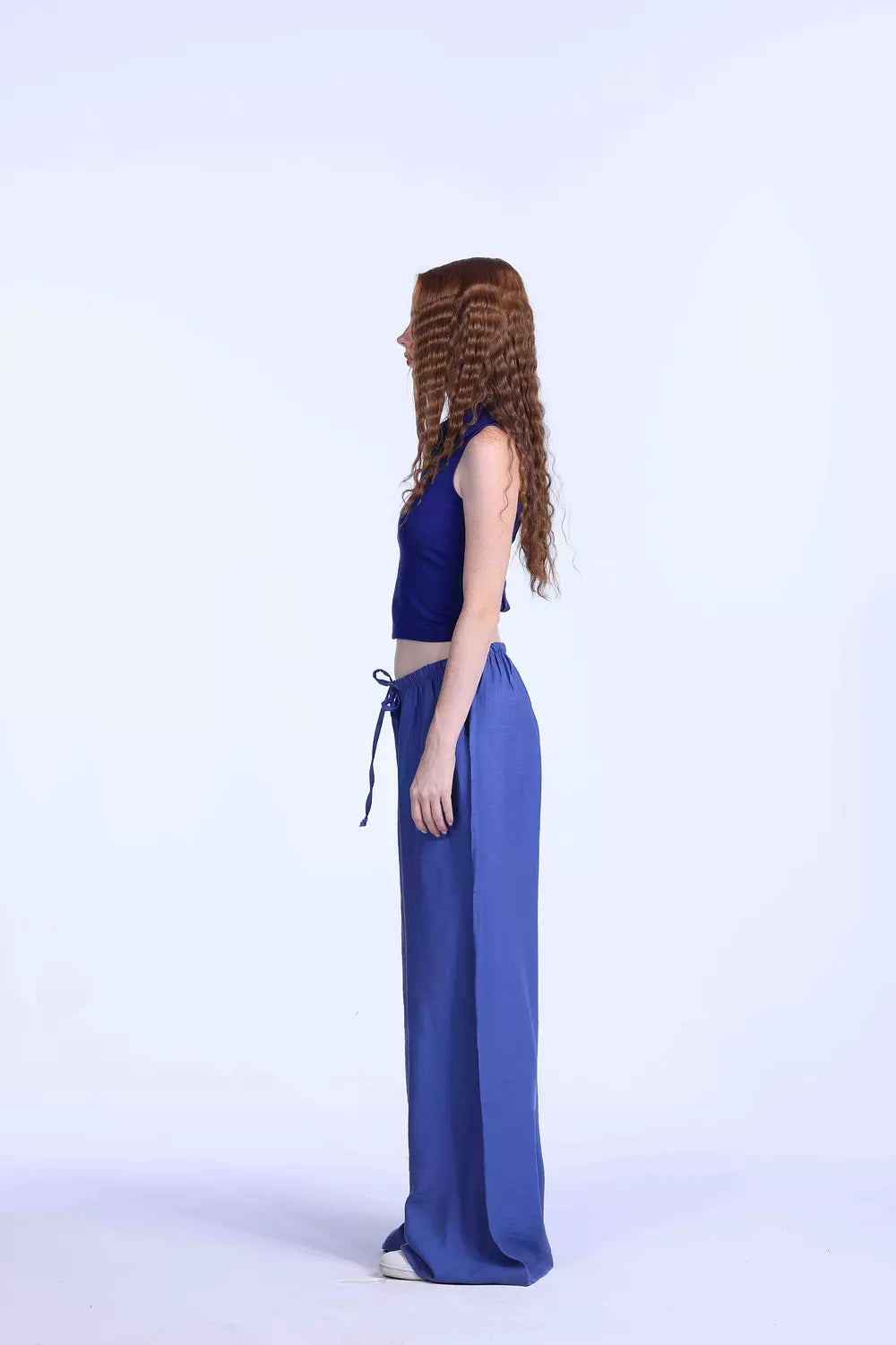 Navy blue Cut polo basic Top