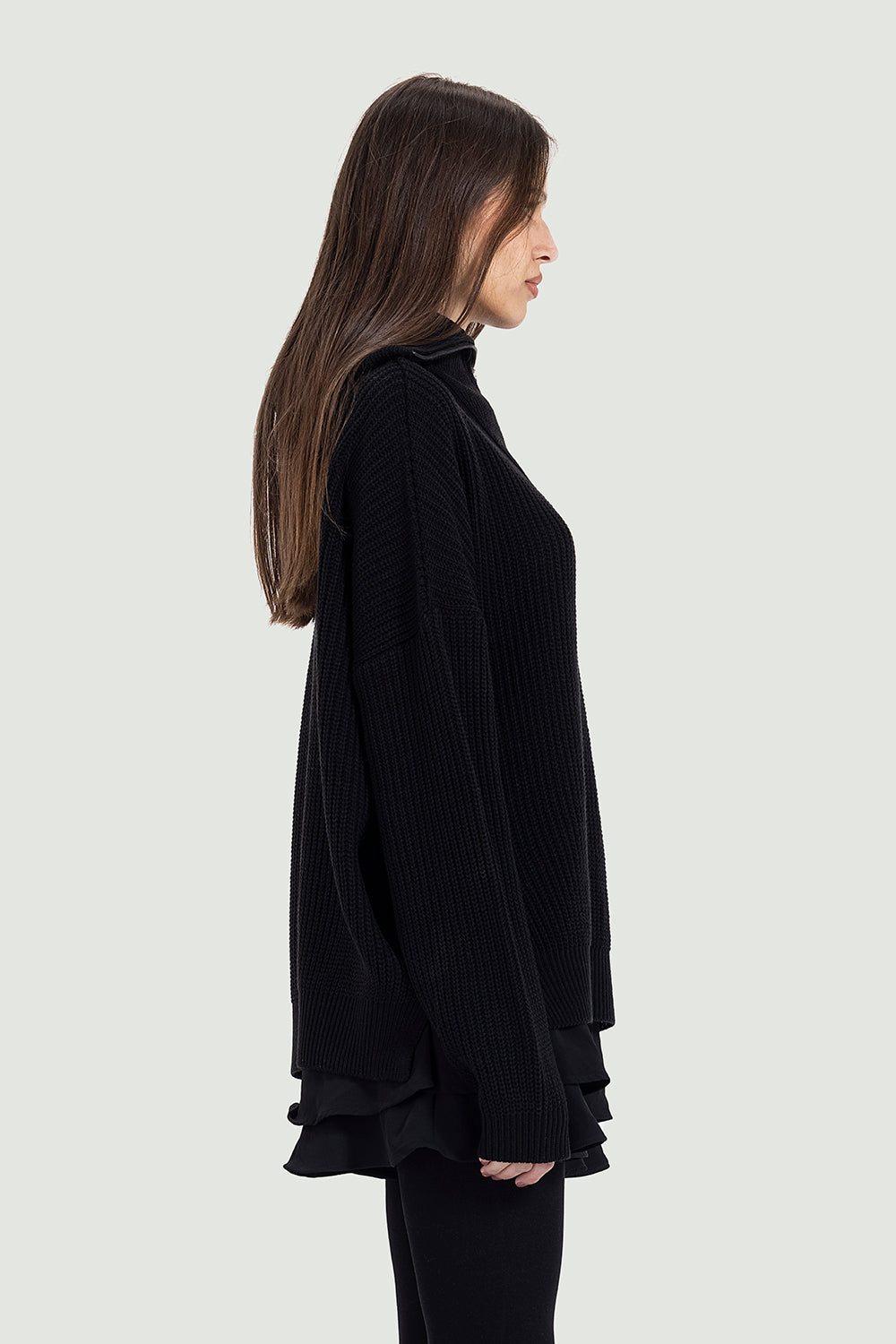 Knitted zipper in black