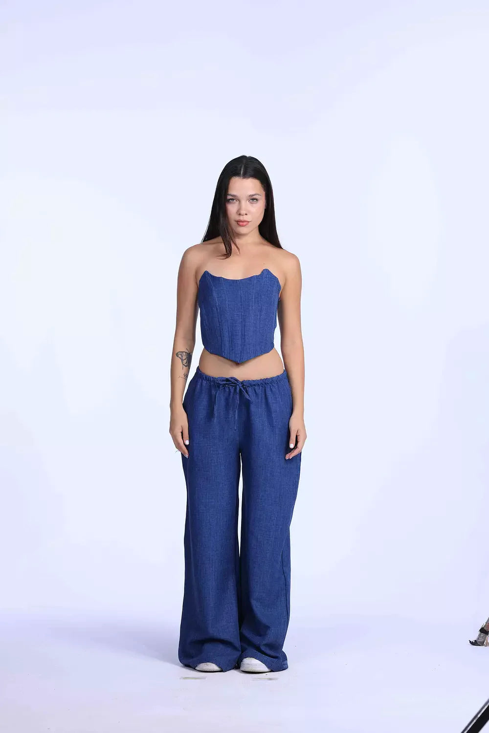Denim linen pants