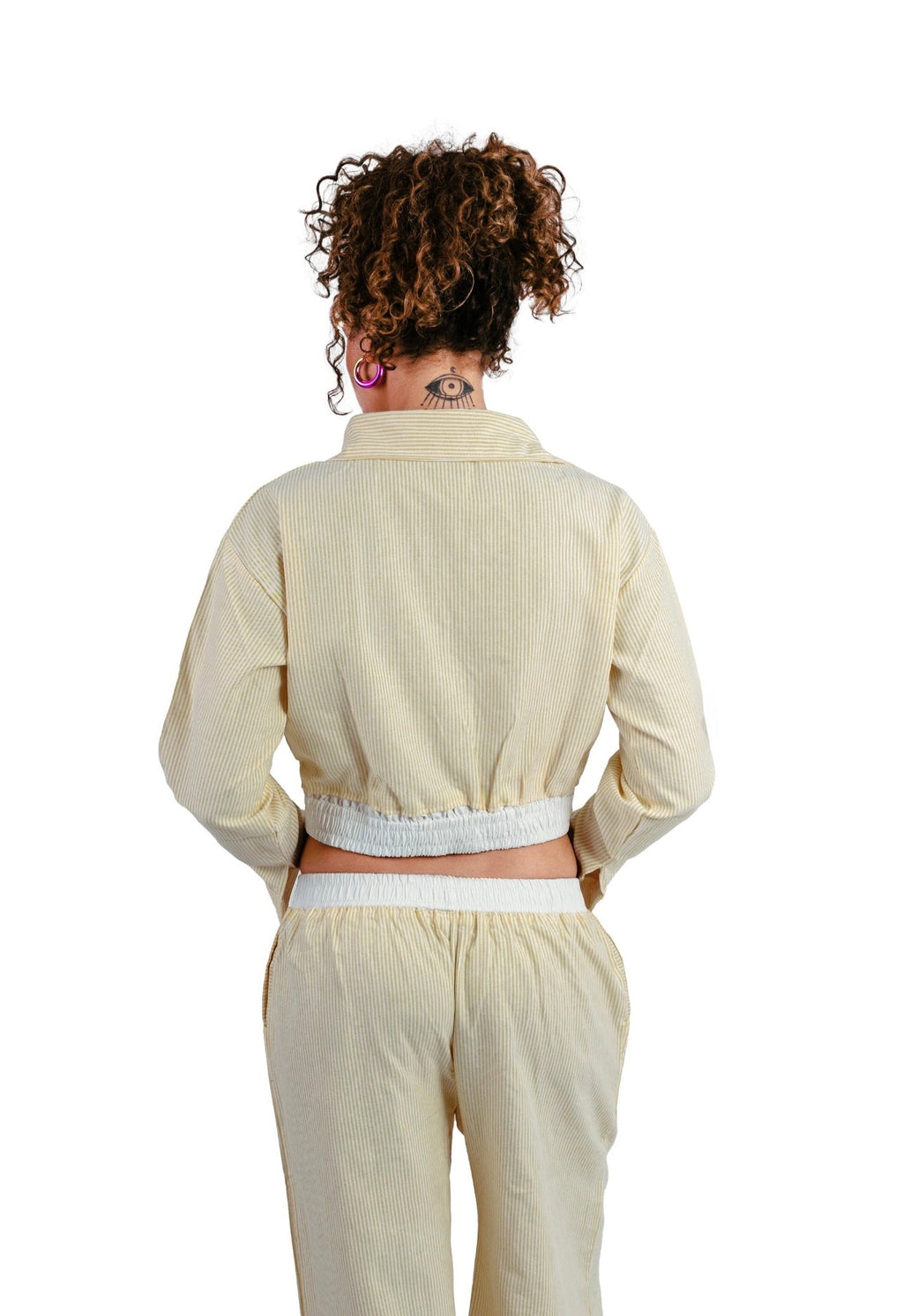 Pastel yellow Stripe set in boxer Pants