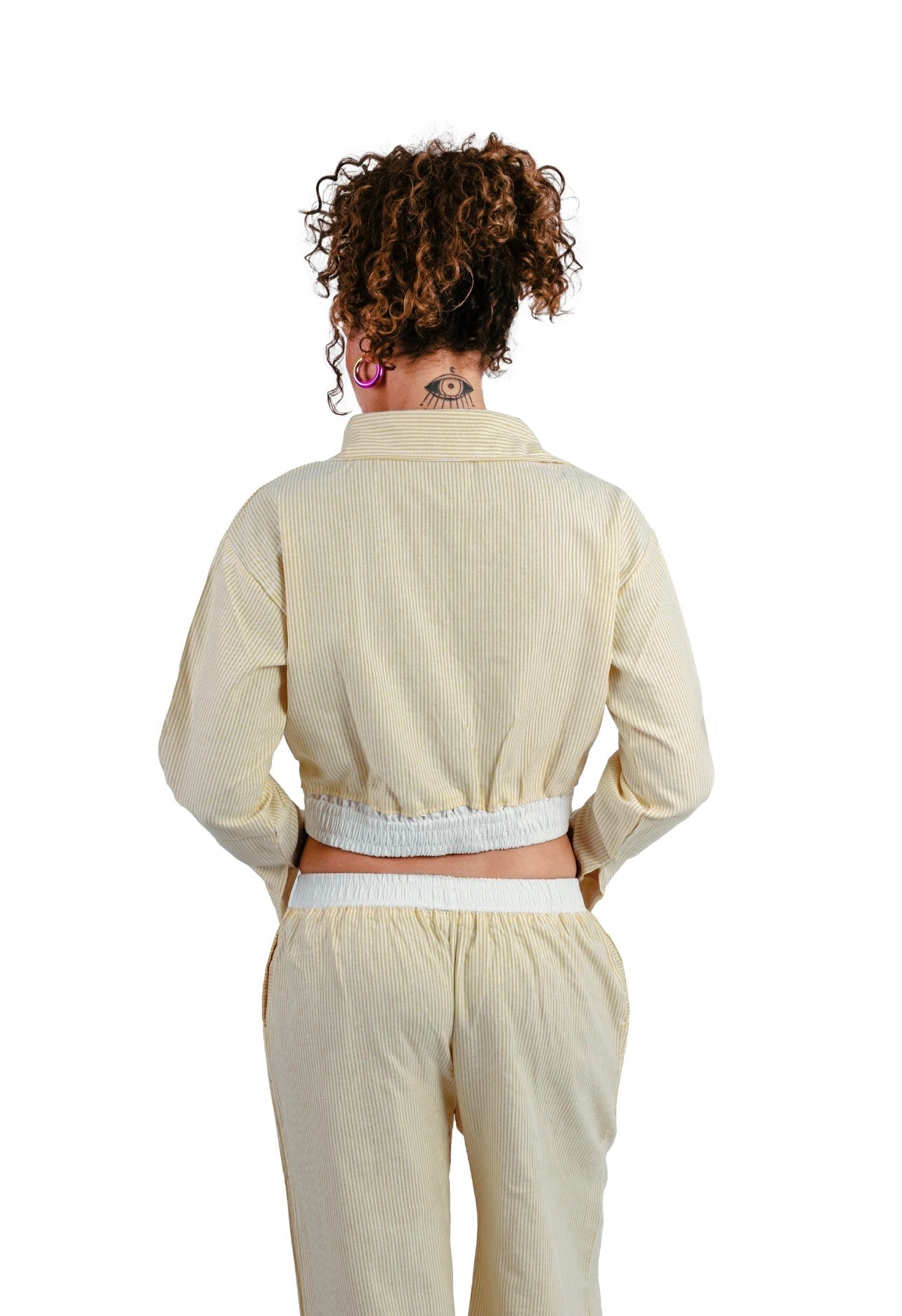 Pastel yellow Stripe set in boxer Pants