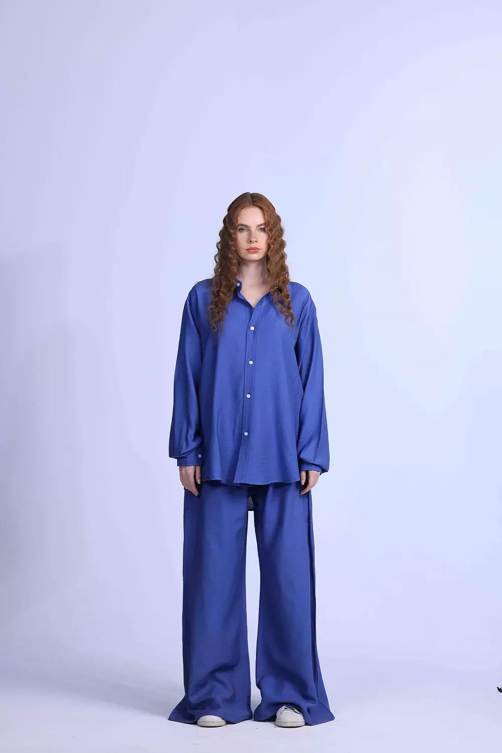 blue oversized linen chemise