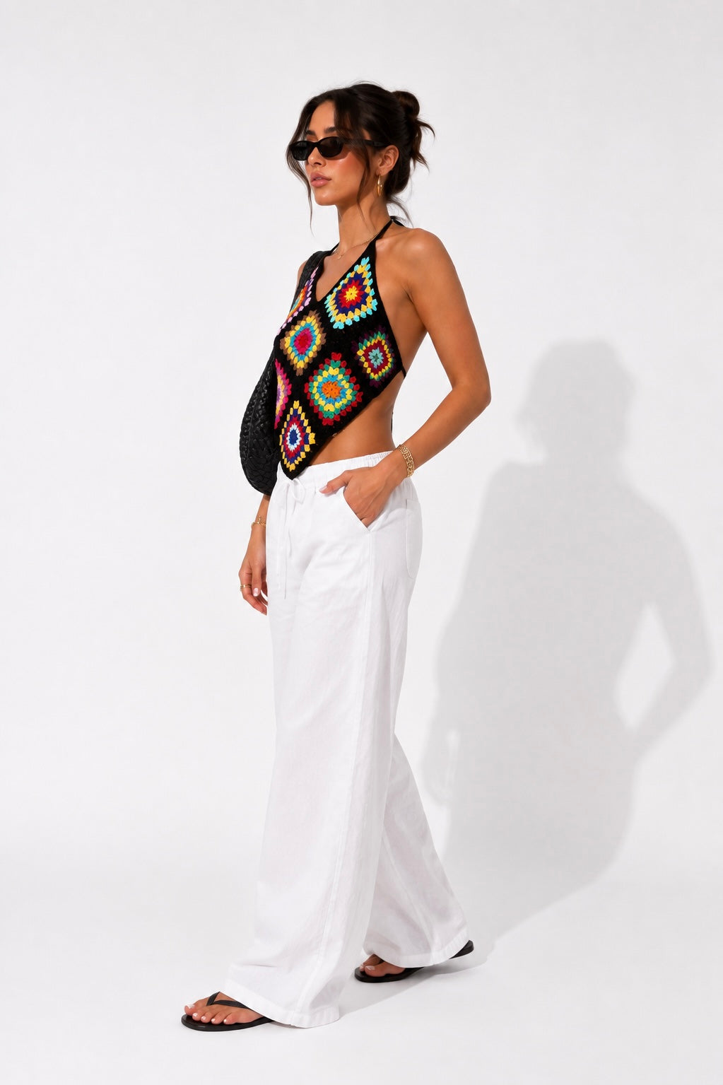 The Color-Block Halter crochet top