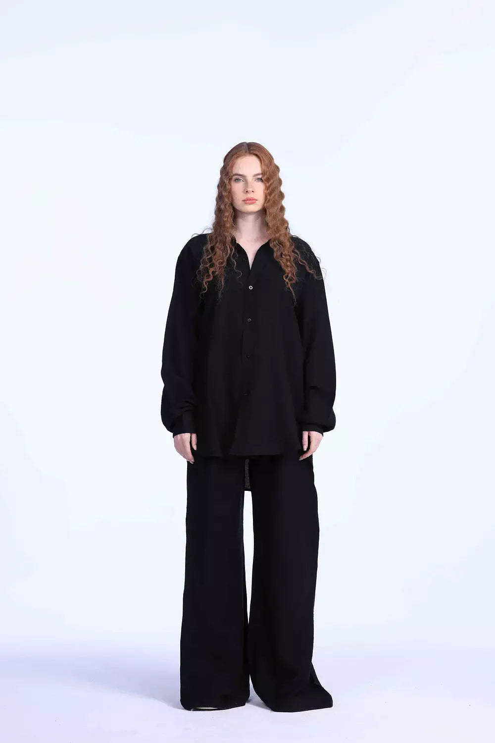 black oversized linen chemise