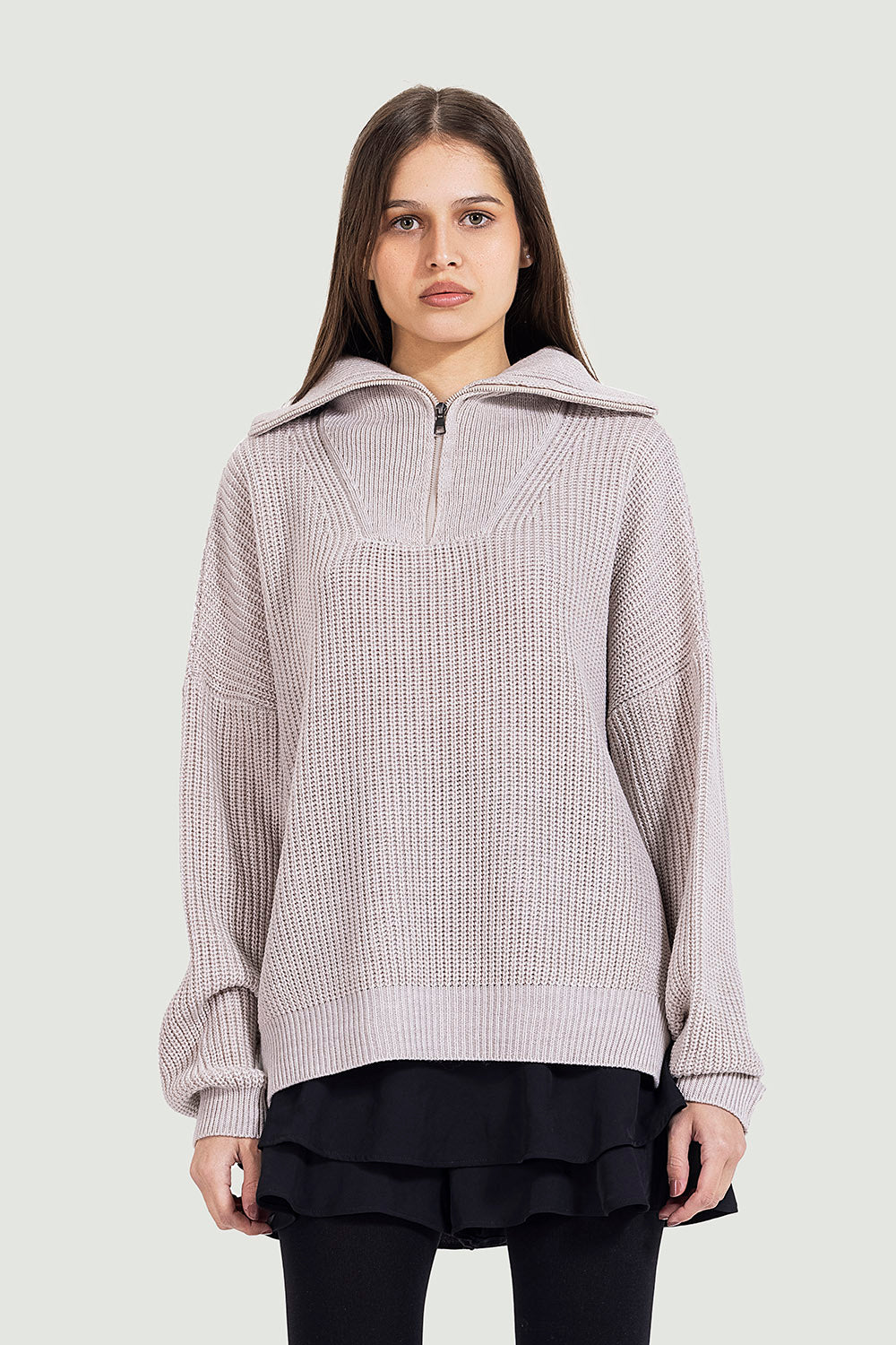 Knitted zipper in nude