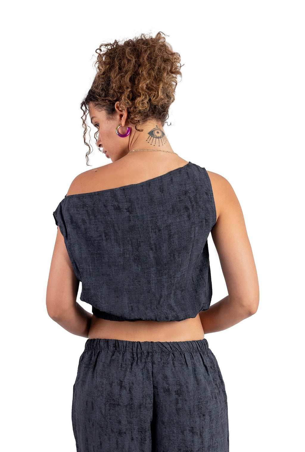Charcoal Blue Off-shoulder set