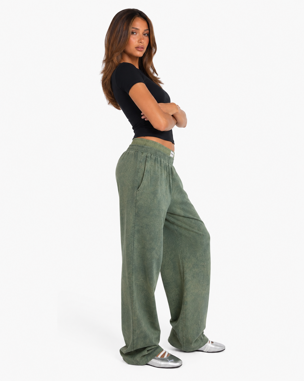 Green forest boxer sweatpants