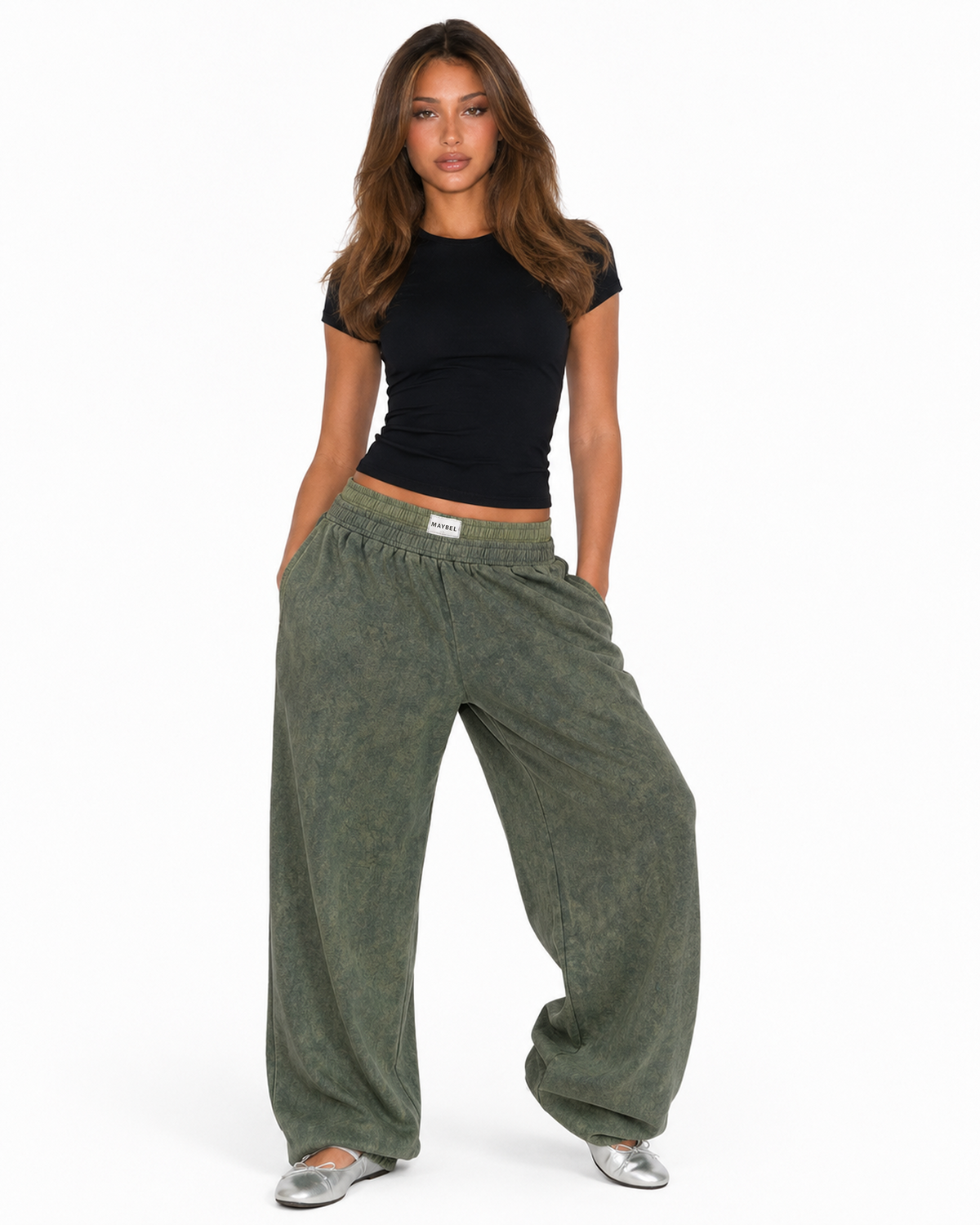 Green forest boxer sweatpants