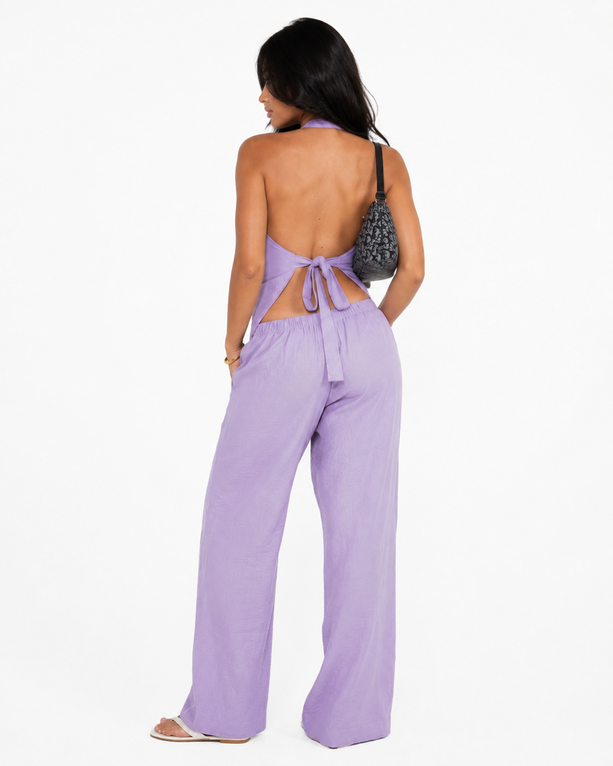 Lilac Purple backless linen set