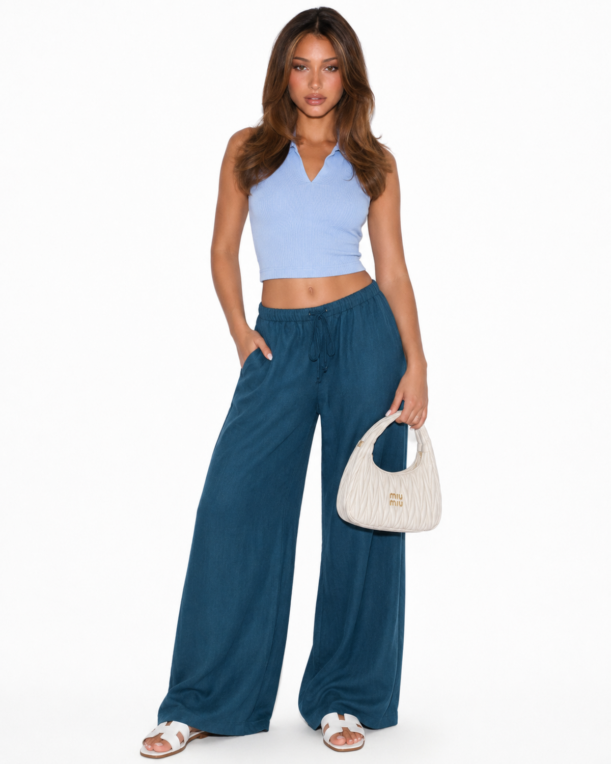 Petroleum oversized linen Pants