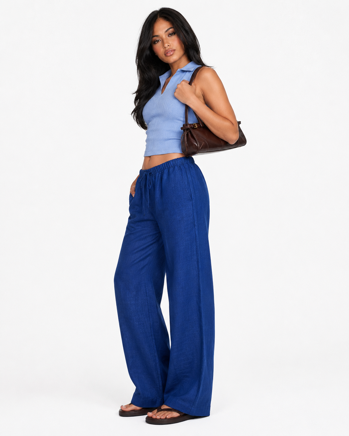 Royal blue oversized linen Pants