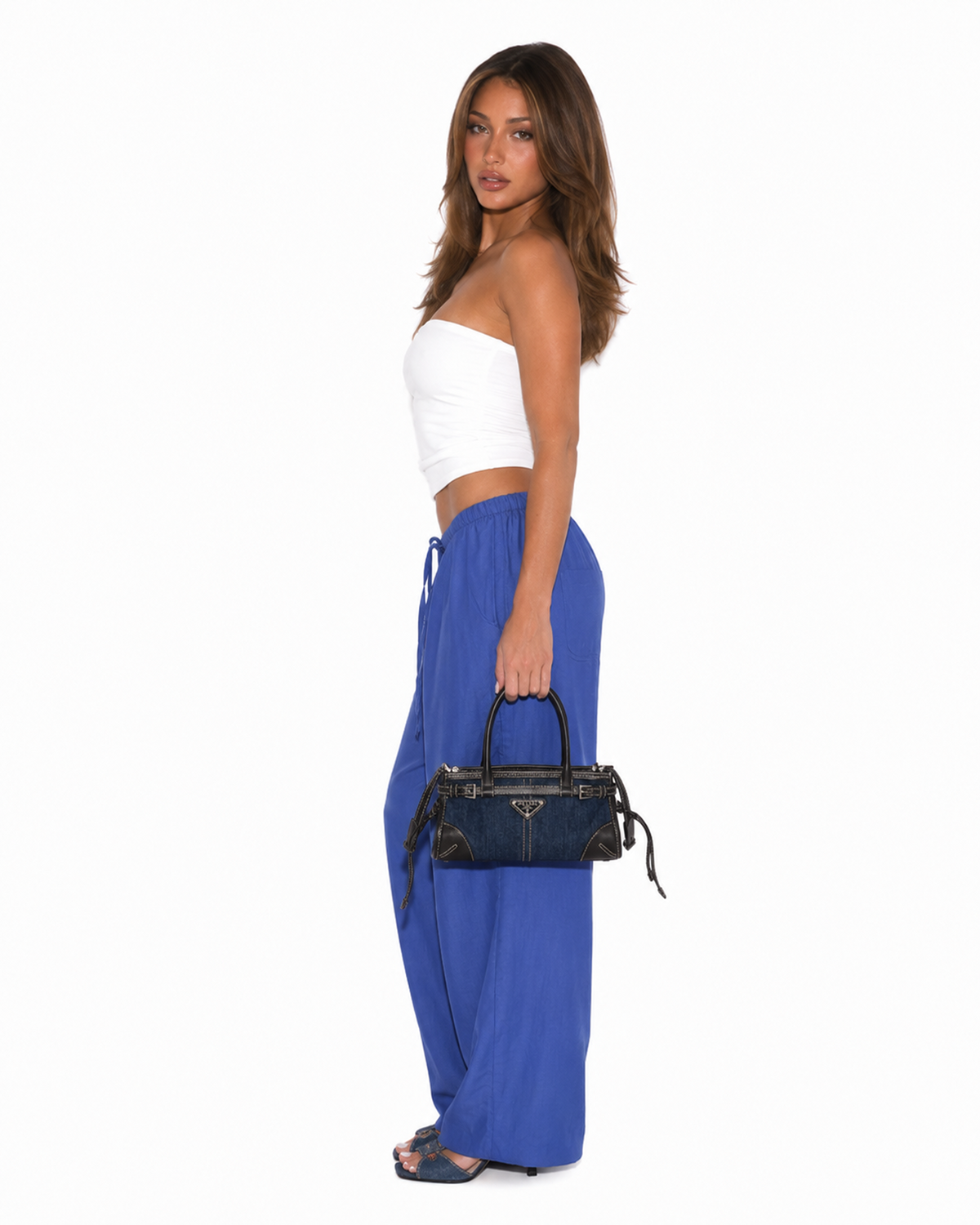 blue linen pants