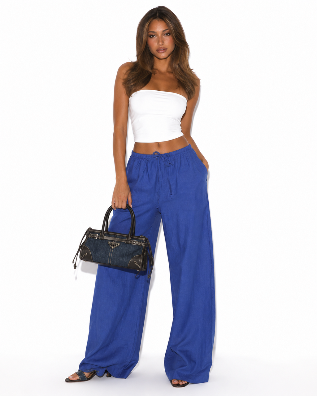 blue linen pants