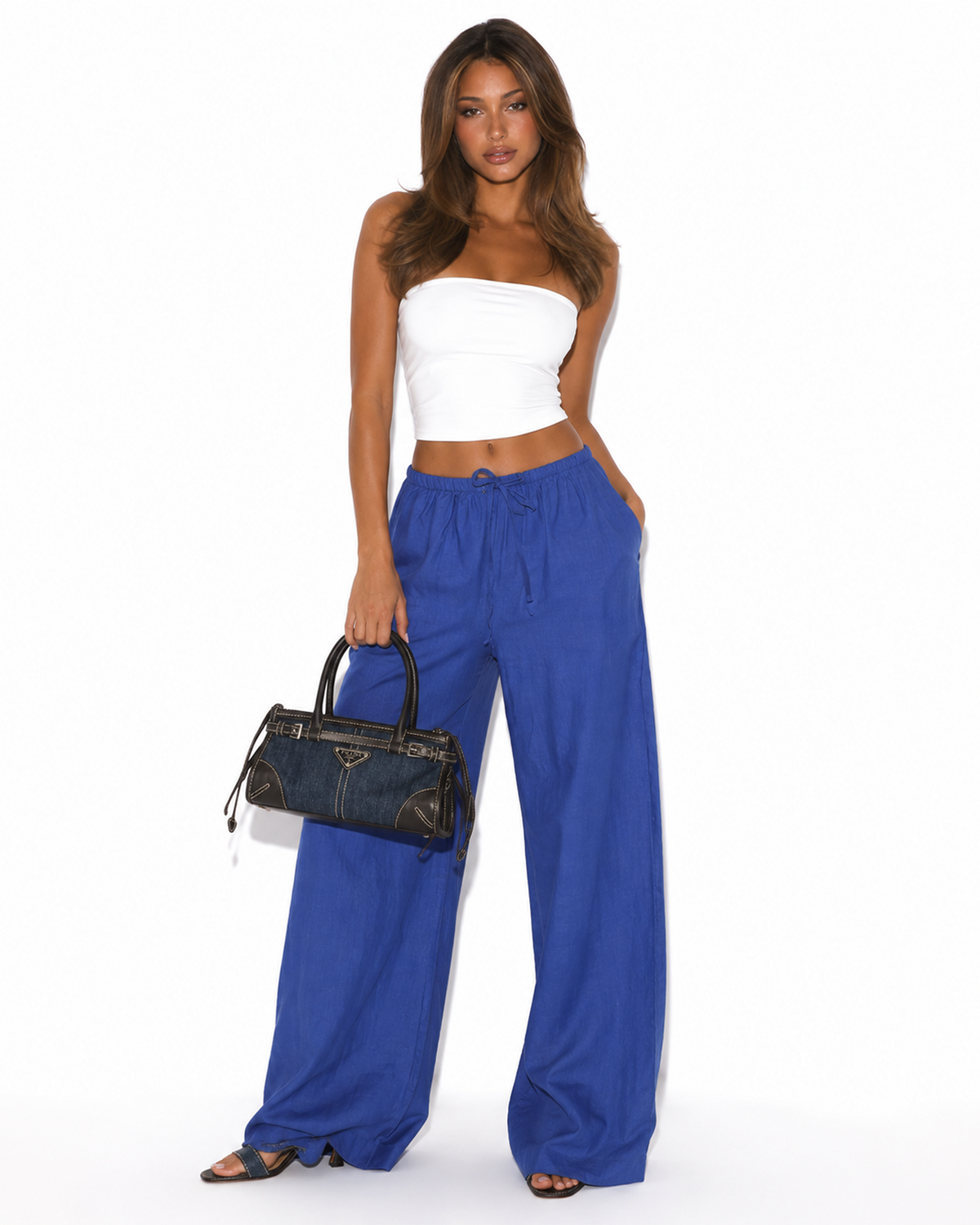 blue linen pants
