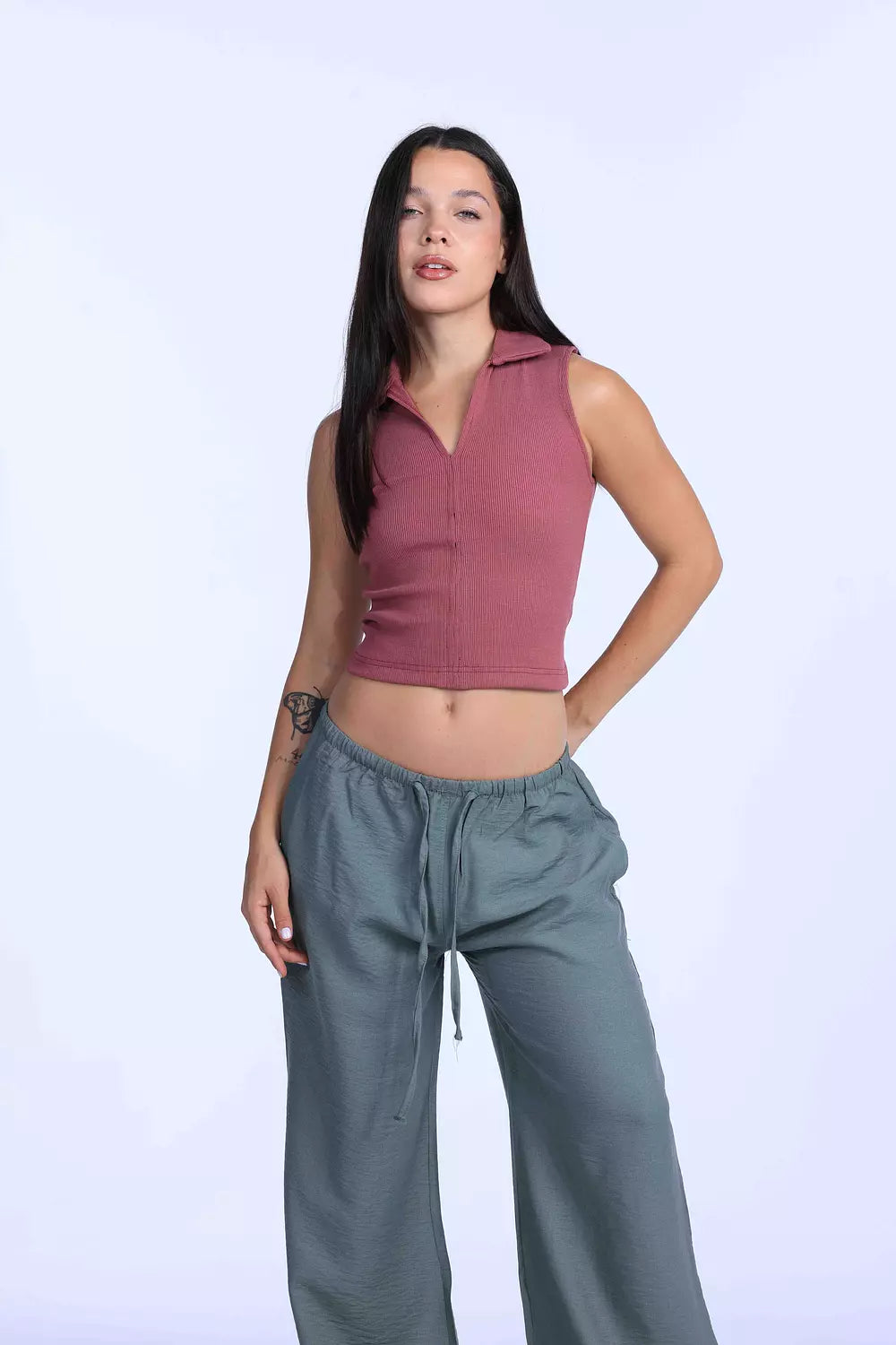 Polo cut  Cashmere pink basic Top