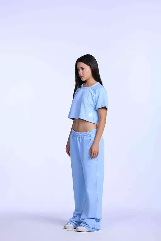Baby blue cropped shirt