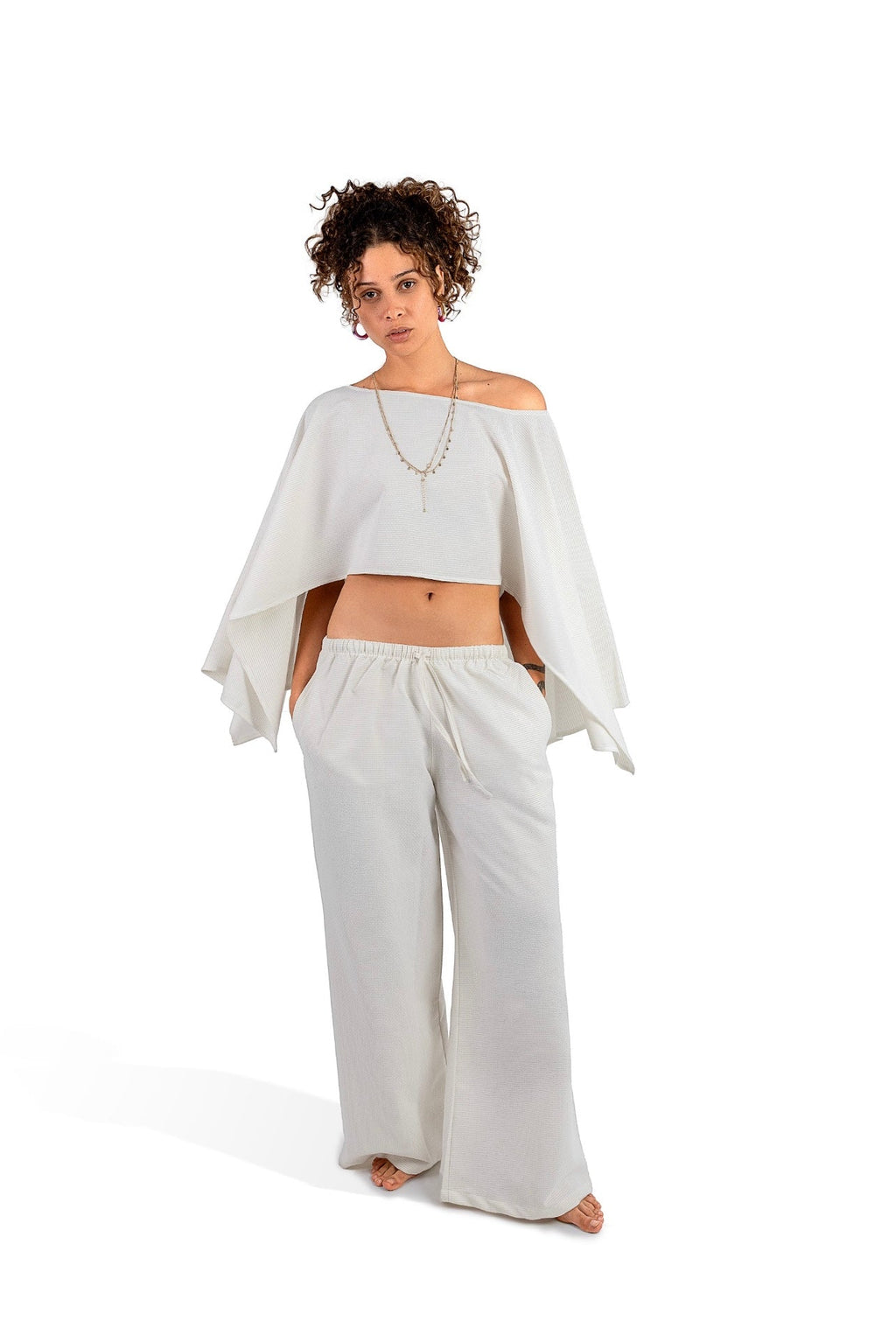 linen blend set in nude