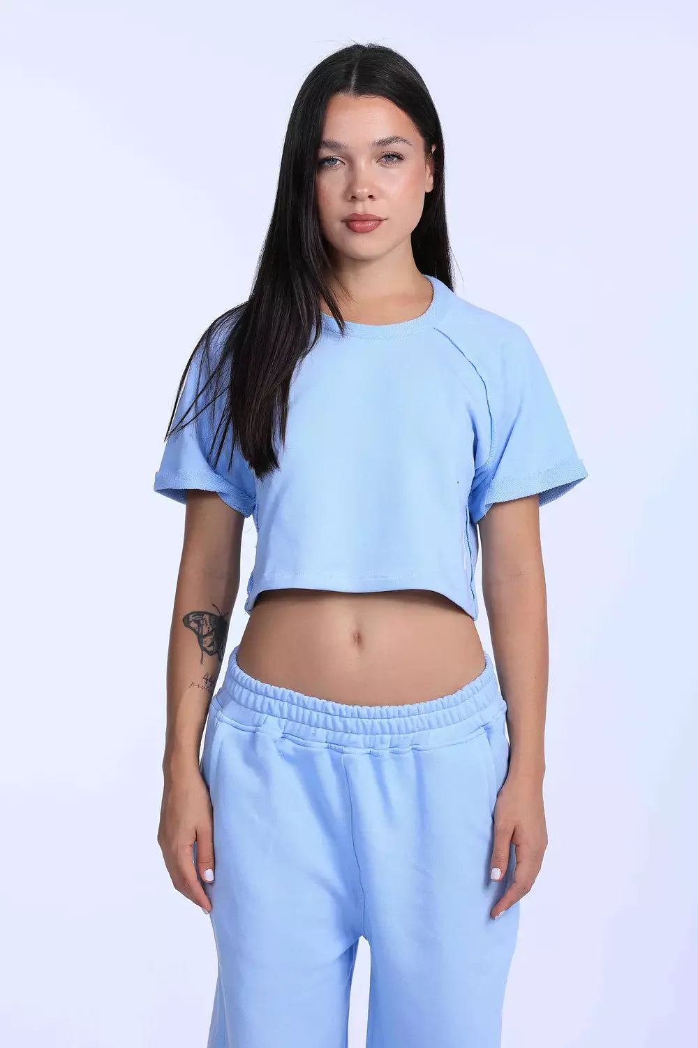 Baby blue cropped shirt