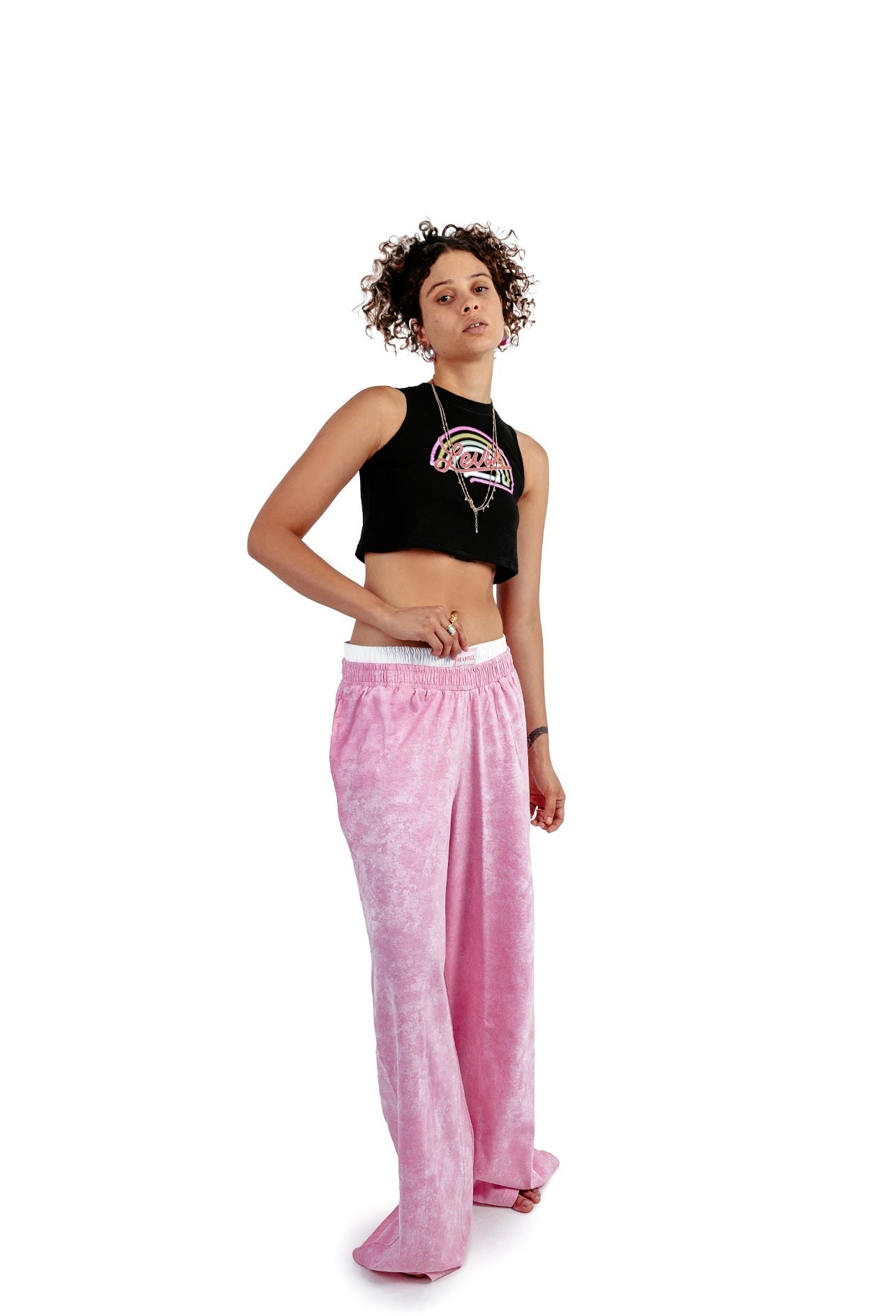 Bubble gum boxer sweatpants