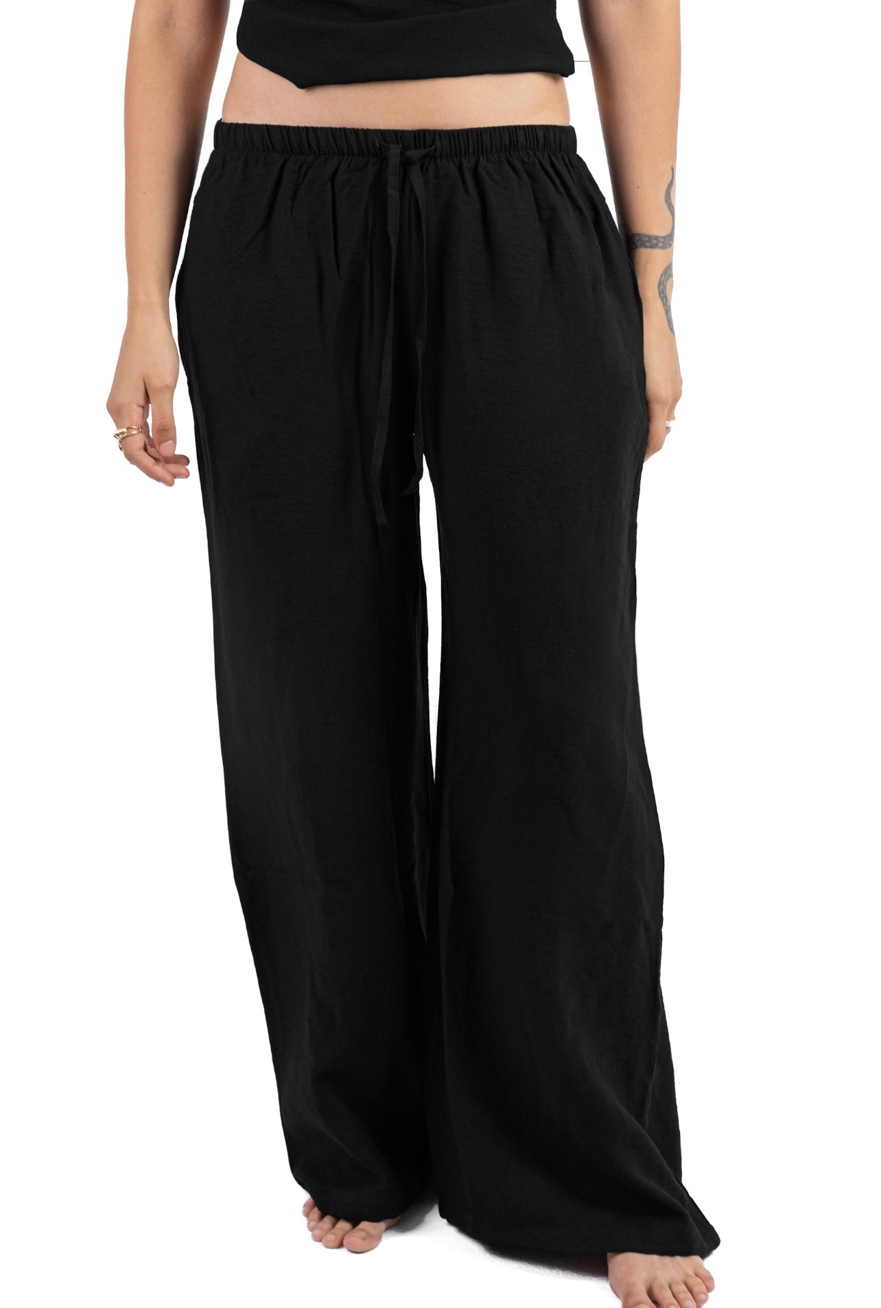 Black backless linen set