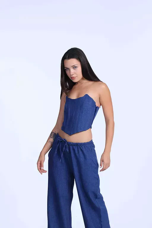 Denim linen pants