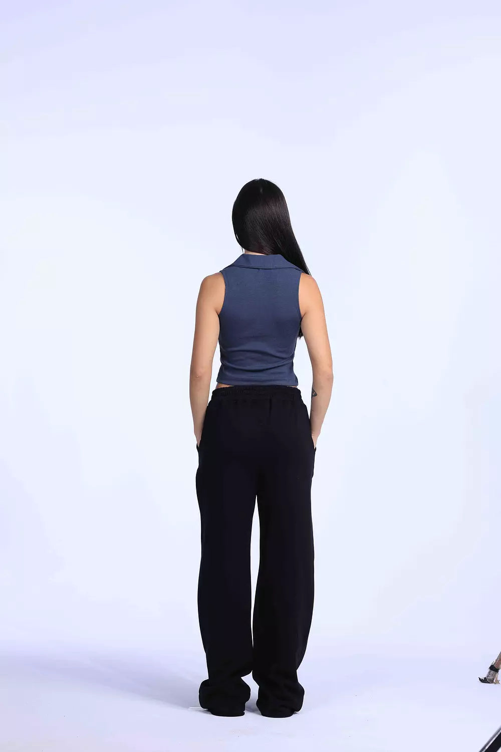Charcoal grey Cut polo basic Top