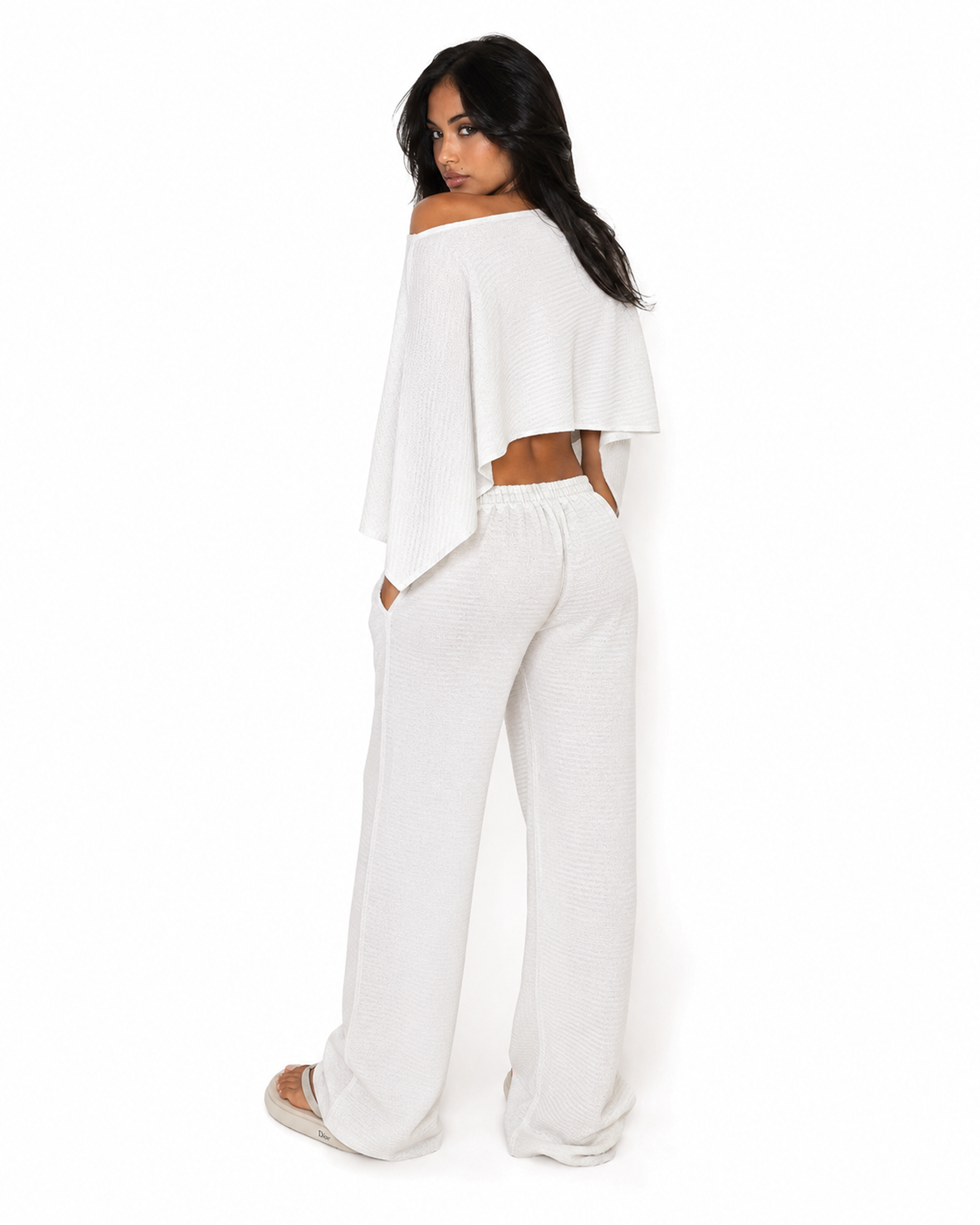 linen blend set in nude