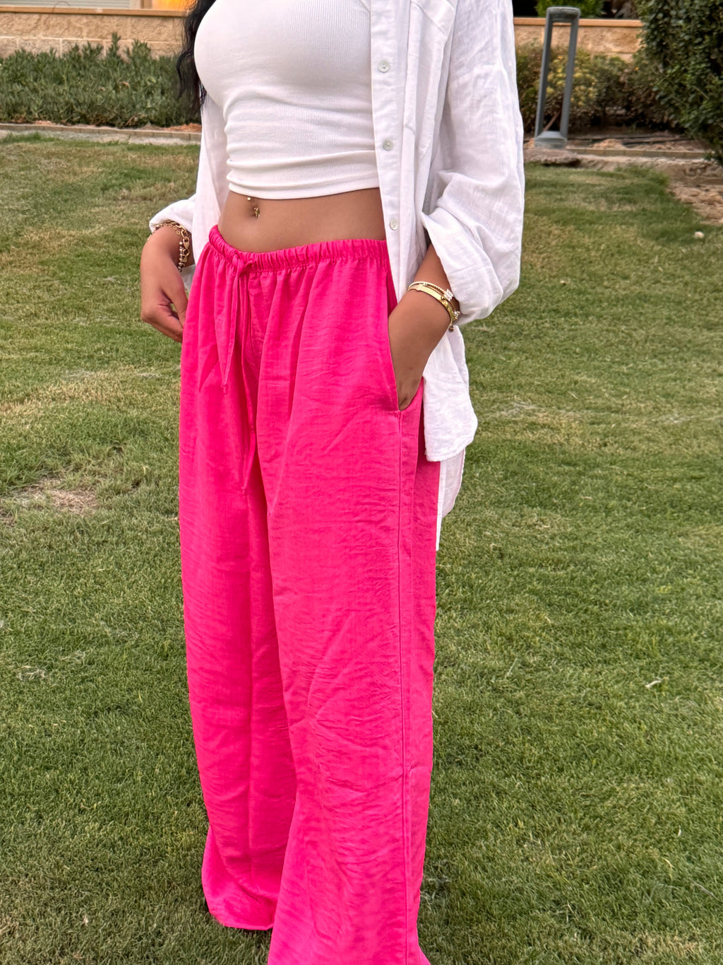 Hot Pink linen pants