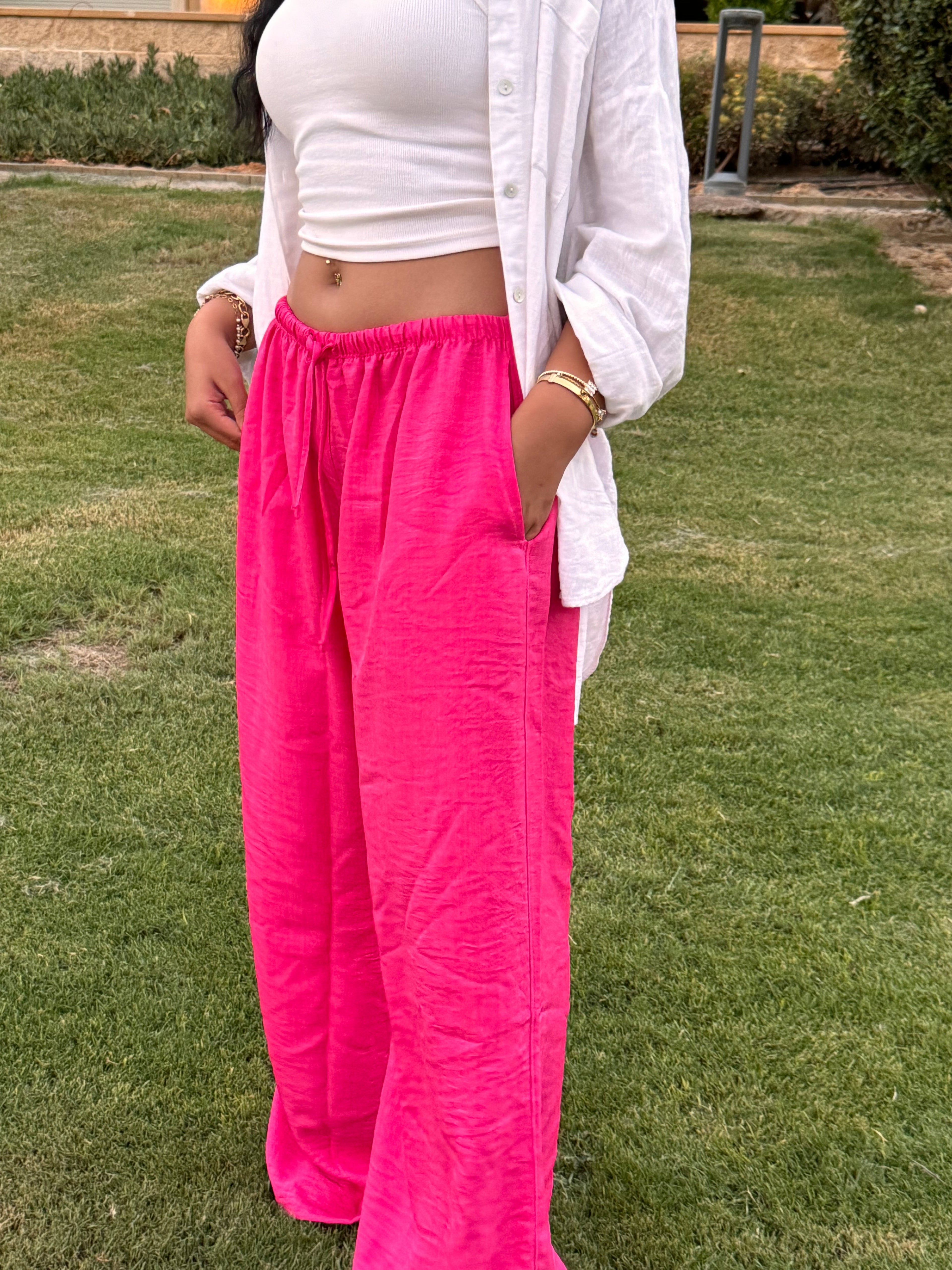Hot Pink linen pants