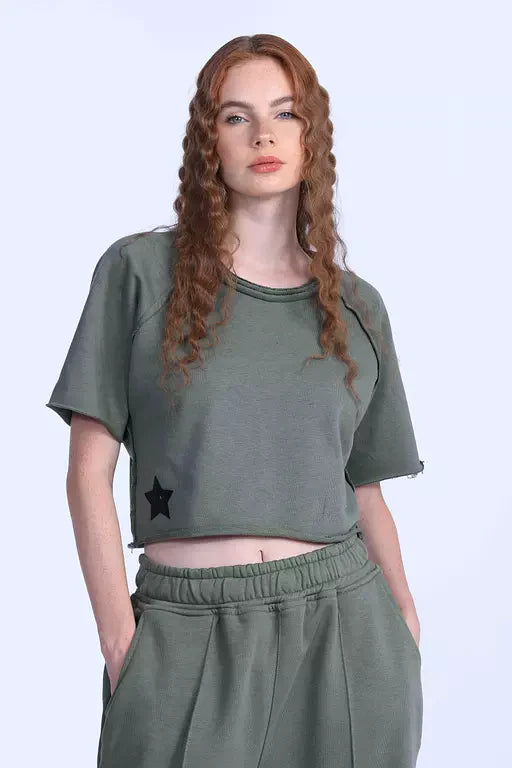 Olive cropped shirt