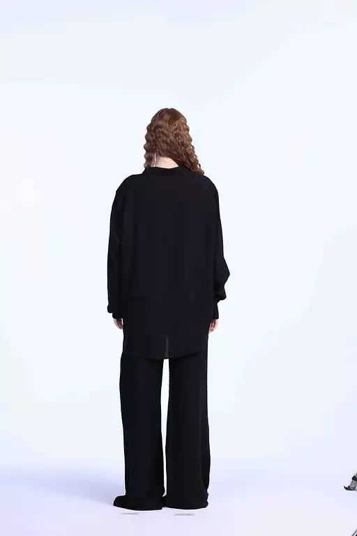 black oversized linen chemise