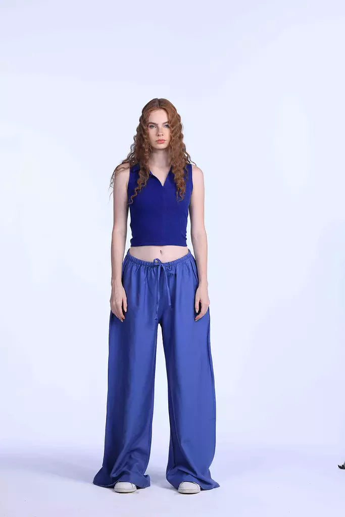 blue linen pants