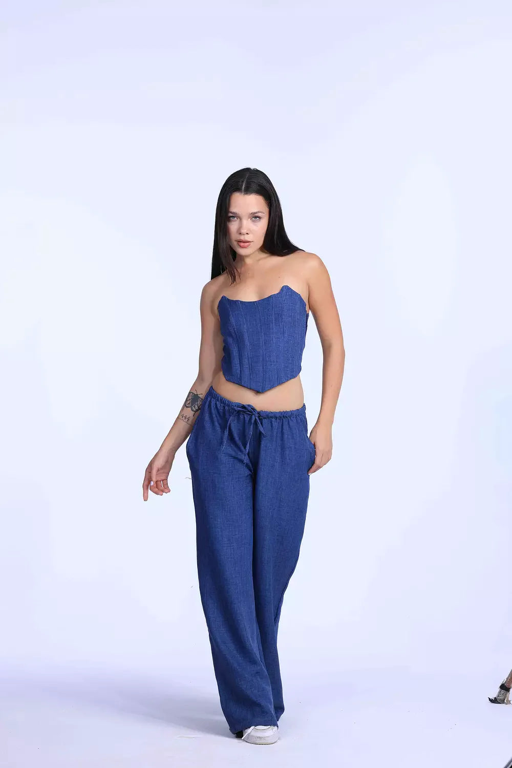 denim Linen corset