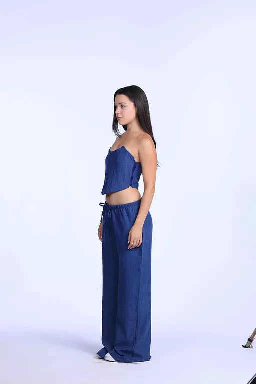 Denim linen pants