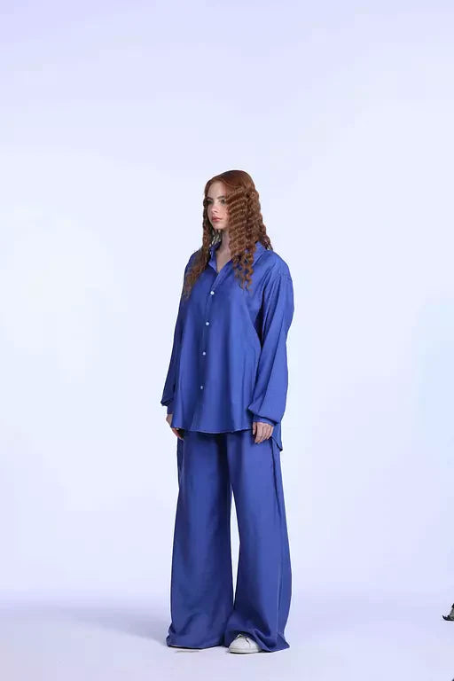 blue oversized linen chemise