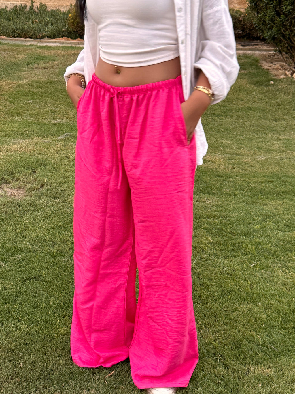 Hot Pink linen pants