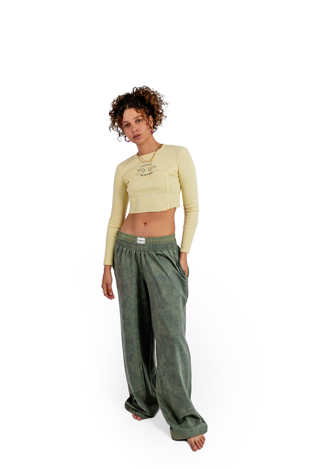 Green forest boxer sweatpants