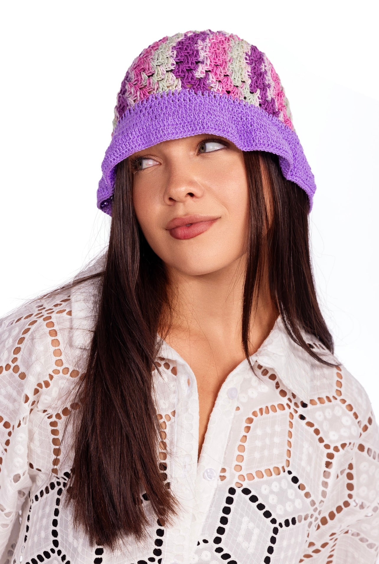 crochet purple beach hat