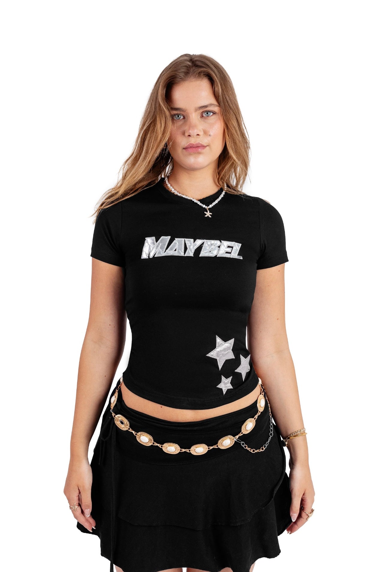 Maybel statment silver baby tee
