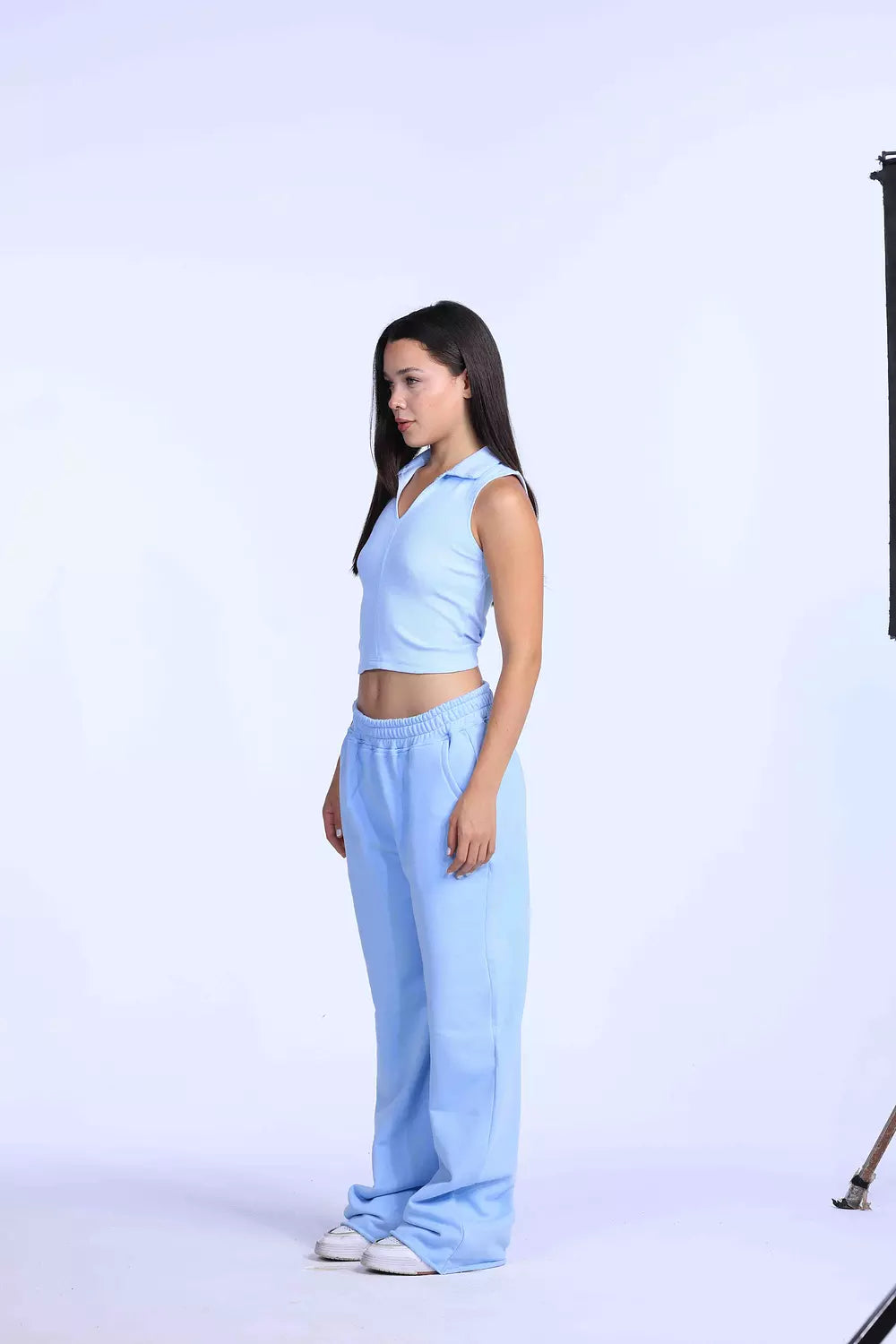 Baby blue Cut polo basic Top