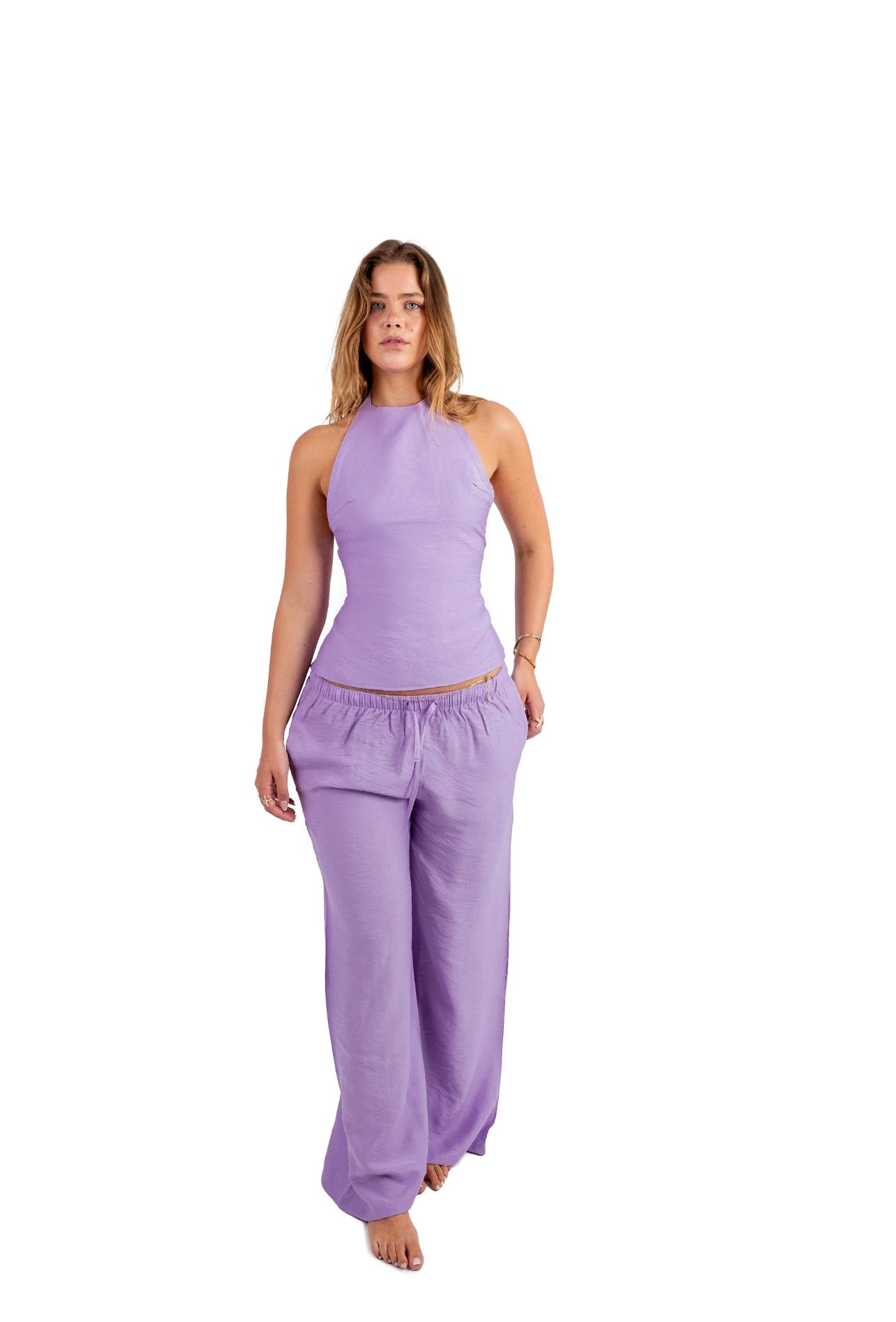 Lilac Purple backless linen set