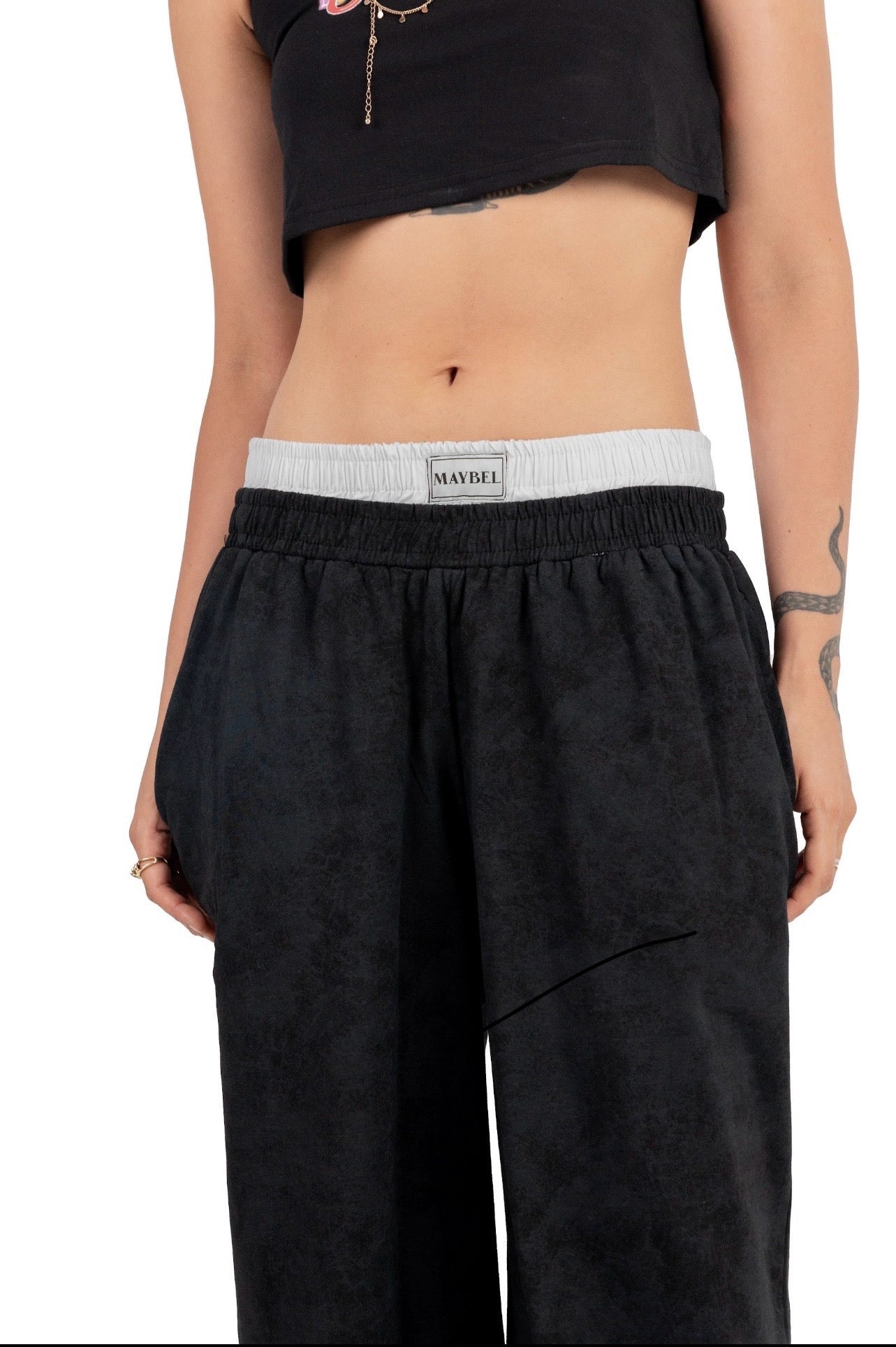 Black stone boxer sweatpants