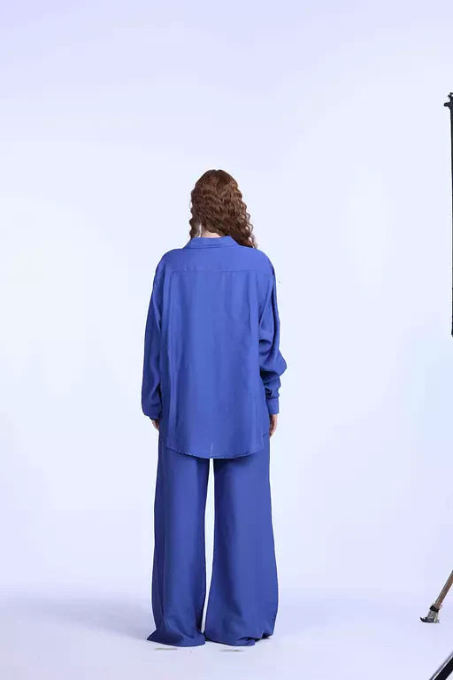 blue oversized linen chemise