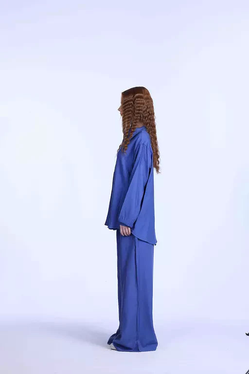 blue oversized linen chemise