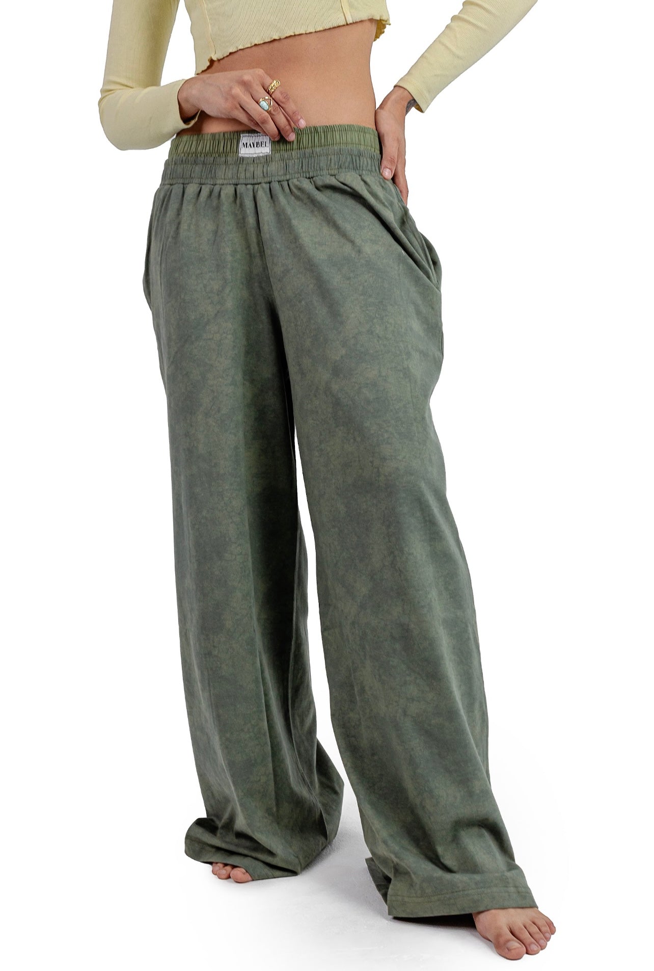 Green forest boxer sweatpants