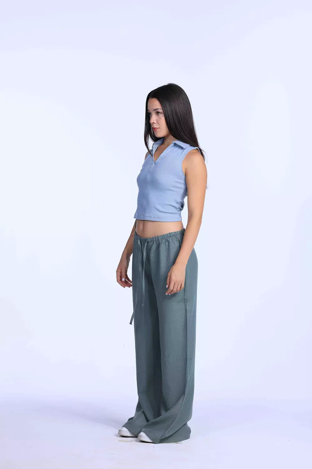 Grey Cut polo basic Top