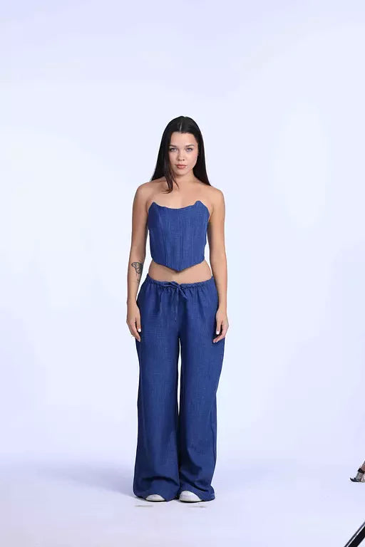 denim Linen corset